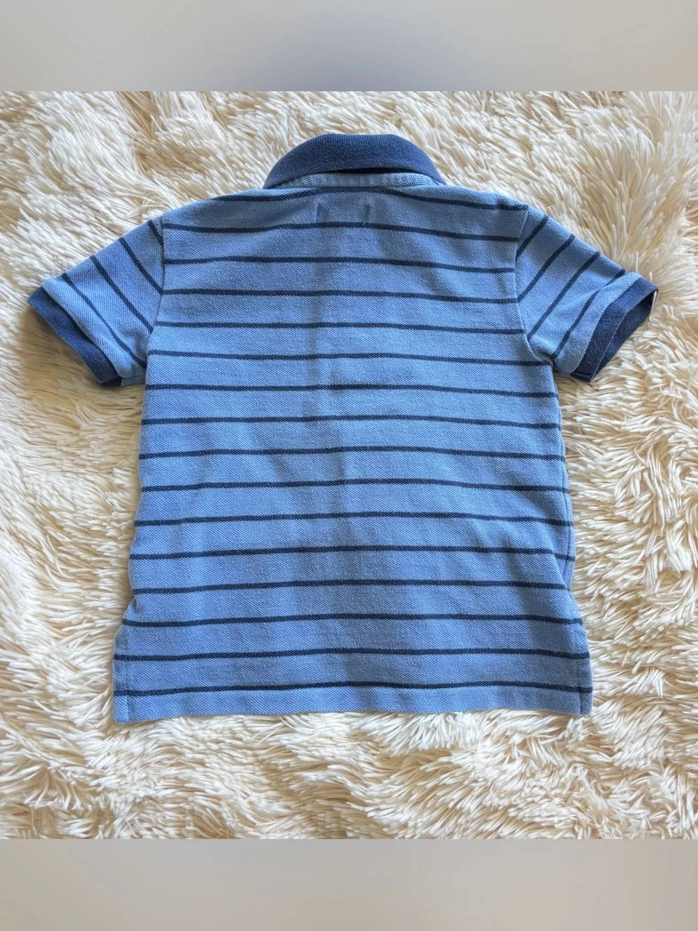 Ralph Lauren Light Blue Striped Polo with Navy Shorts Set 18-24 months